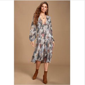 NWT Lulus Loara Multi Patch Midi Dress